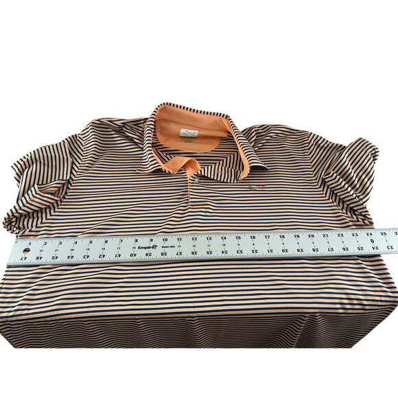 Greg Norman XL PlayDry Peach Navy Striped Polo Shirt Moisture Wicking Golf - Picture 3 of 9